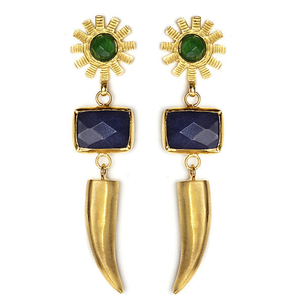 Green and Blue Gold Feray Earrings
