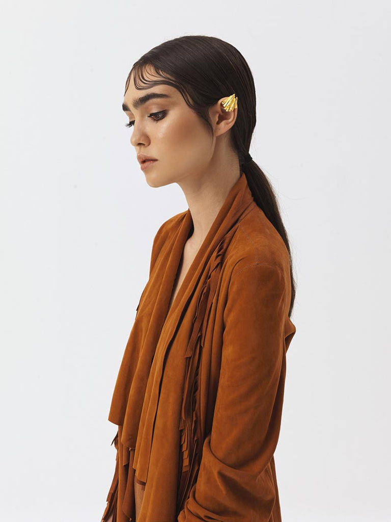 Suede Flounce Fringed Jacket