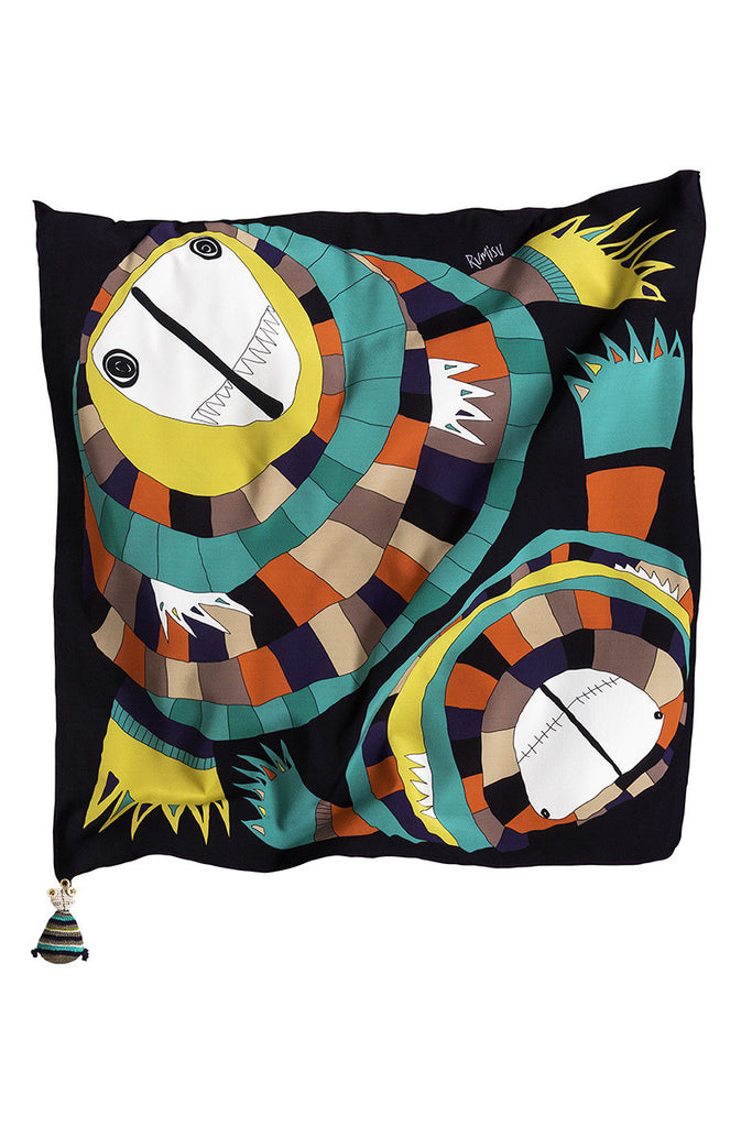 Black Face Your Monsters Silk Scarf