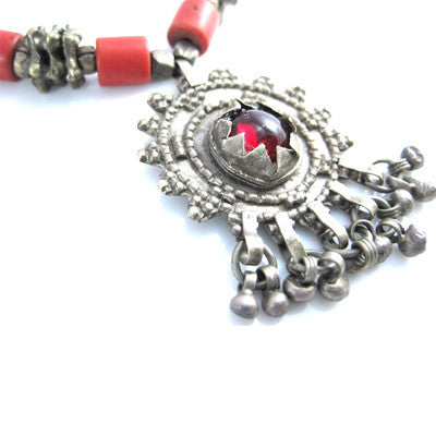 Vintage Coral and Silver Yemeni Necklace