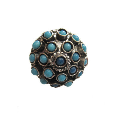 Vintage Indian Turquoise and Silver Cluster Ring