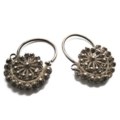 Vintage Uighur Silver Earrings