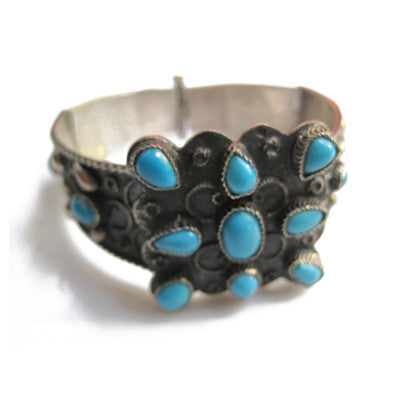 Vintage Egyptian Turquoise and Silver Bracelet