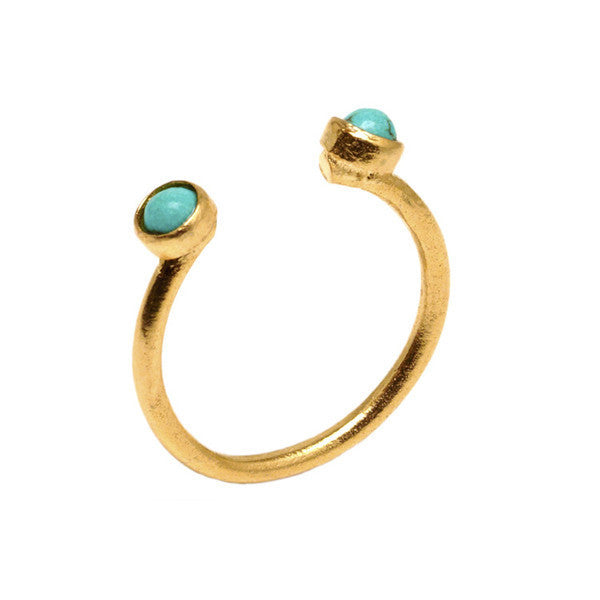 Turquoise and Gold Beyza Ring