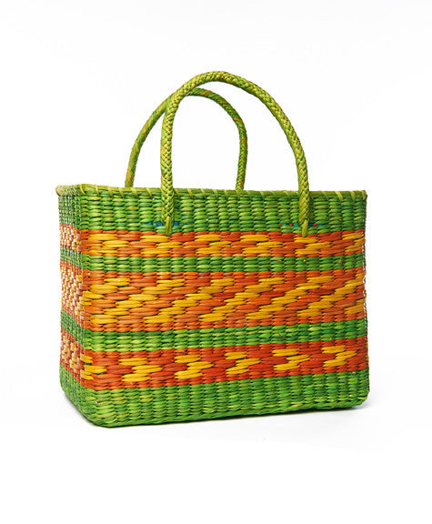 Lime Green and Zig Brazil Basket Tote