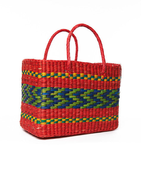 Red Strip Brazil Basket Tote