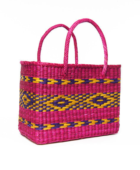 Hot Pink and Purple Brazil Basket Tote