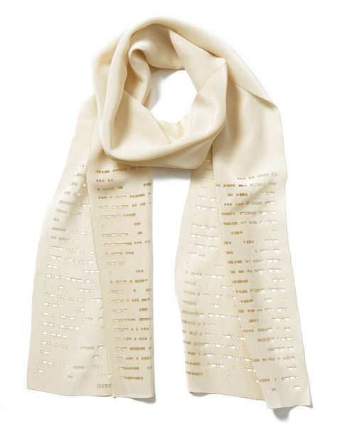 Cream Silk Morse Code Scarf