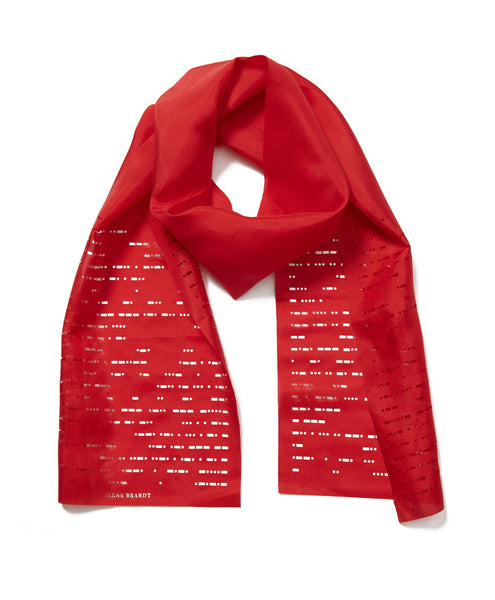 Red Silk Morse Code Scarf