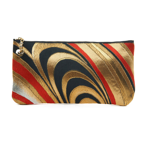 Navy Blue, Red and Gold Swirl Tabi Clutch