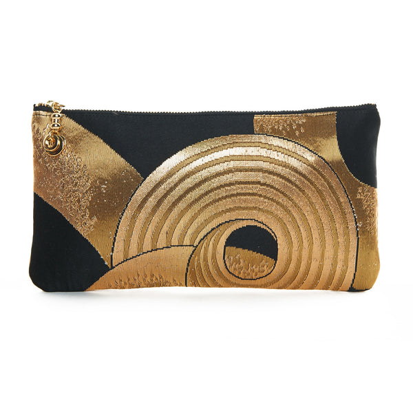 Navy Blue and Gold Spiral Tabi Clutch