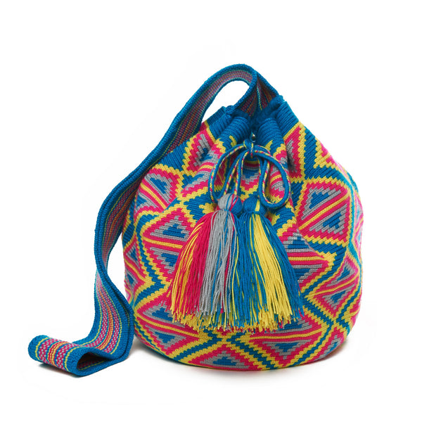 Neon Triangle Cotton Cartagena Mochila Tassel Bag