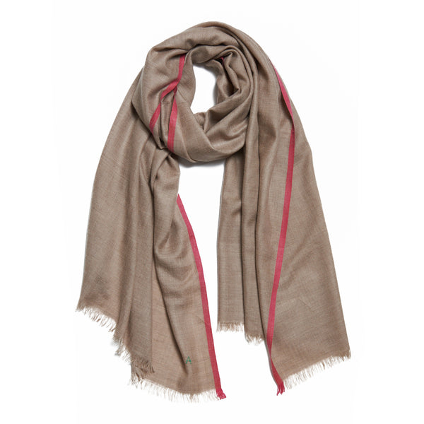 Pink and Beige Cashmere Kund Dar Scarf