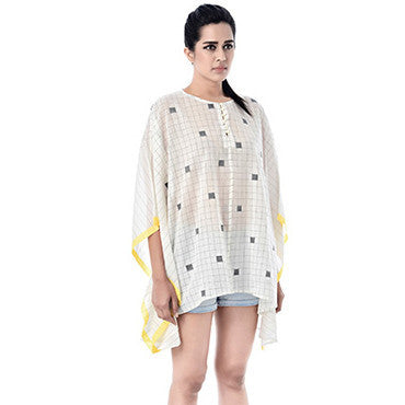 Black and Yellow Square Cotton Shaina Caftan