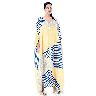 Blue and Yellow Usha Caftan