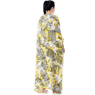 Black and Yellow Usha Caftan