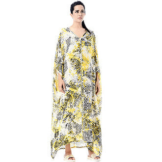 Black and Yellow Usha Caftan