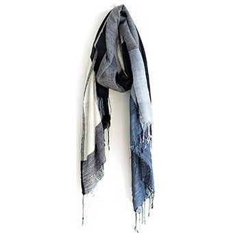 Grey Black and White Silk Hanish Scarf