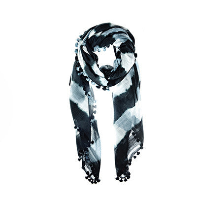 Black and White Maya Tie Dye Shawl