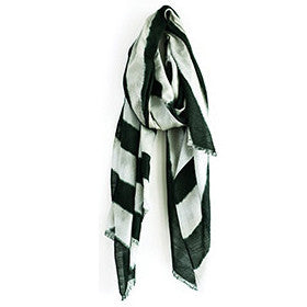 Dove Grey and Slate Black Wool Marva Scarf