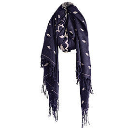 Ink Blue and Natural Nikashi Wool Scarf