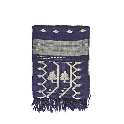 Ink Blue and Natural Nikashi Wool Scarf