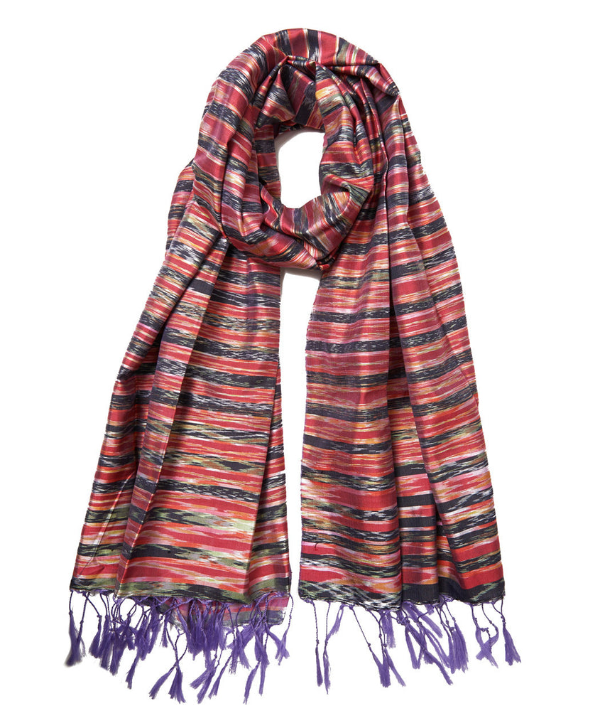 Burma Purple Tassel Silk Scarf