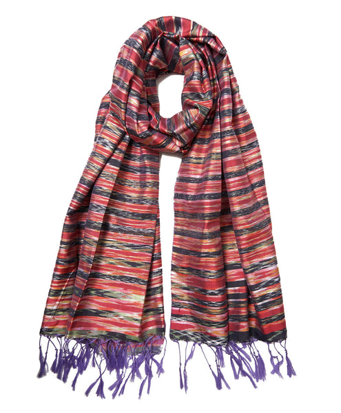 Burma Purple Tassel Silk Scarf