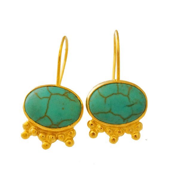 Handmade Turquoise Gold Dangle Earrings