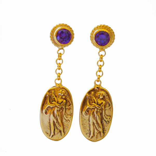 Amethyst Gold Chain Earrings