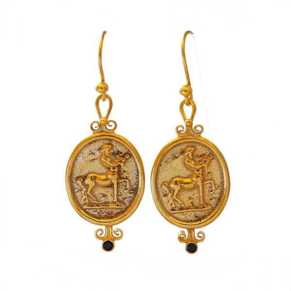 Handmade Gold Roman Art Earrings