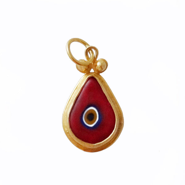 Red Handmade Vermeil Evil Eye Pendant