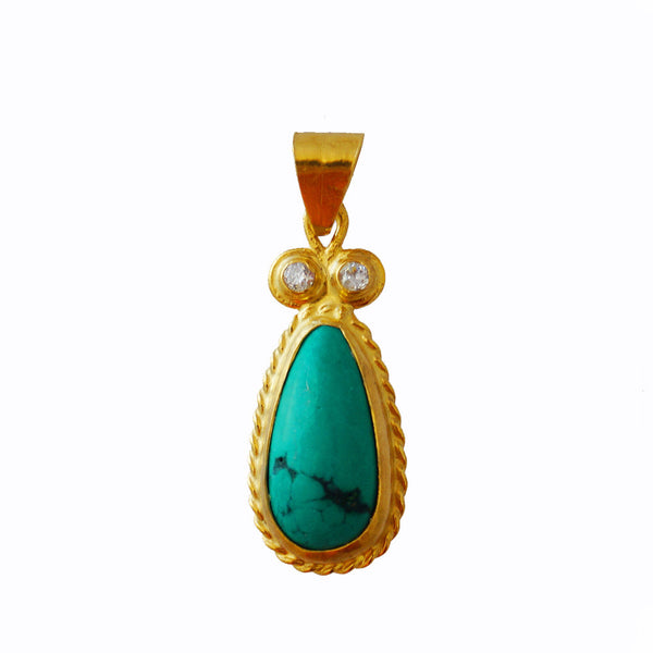 Handmade Turquoise Roman Art Pendant