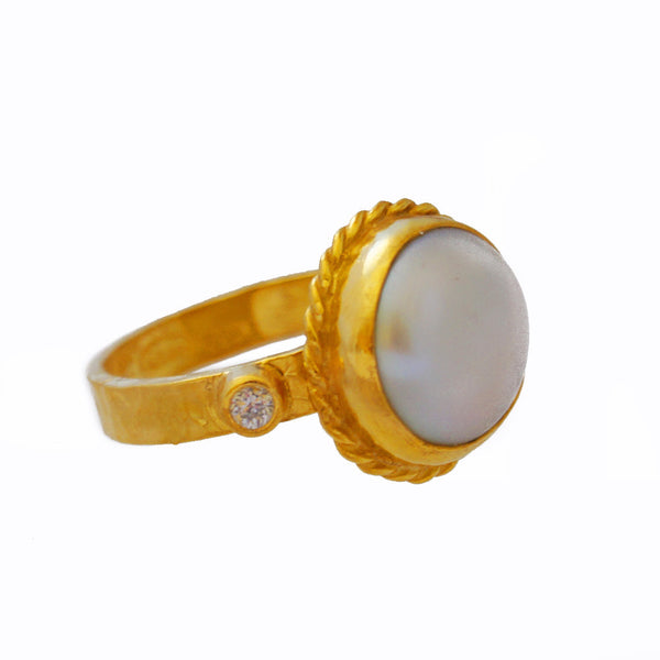 Handmade Gold Plated Pearl Ring