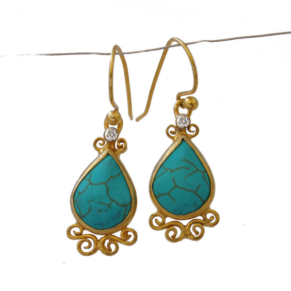 Handmade Turquoise Roman Art Earrings