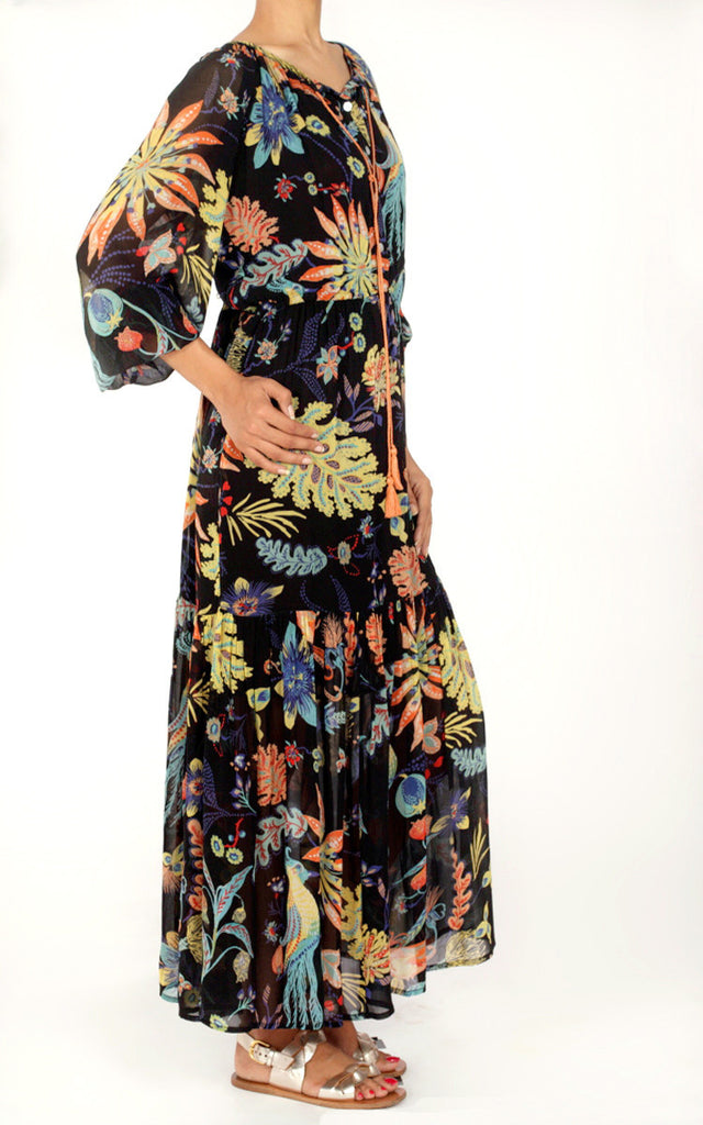 Black Garden Viscose Fanny Dress