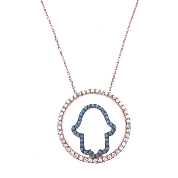 Multicolored Rose Gold Hamsa Necklace