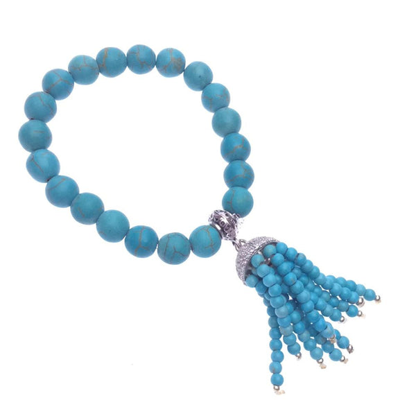 Beaded Turquoise Tassel Bracelet