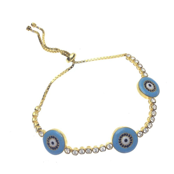 Gold Three Evil Eye Bracelet