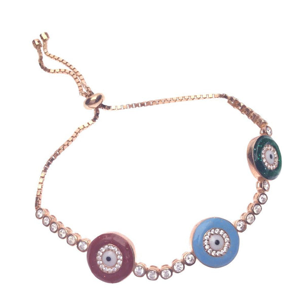 Rose Gold Multicolored Evil Eye Bracelet