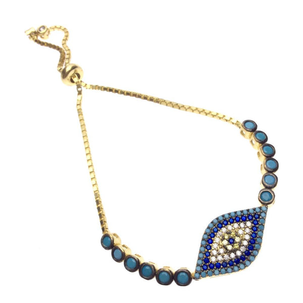 Gold Multi-Colored Evil Eye Bracelet