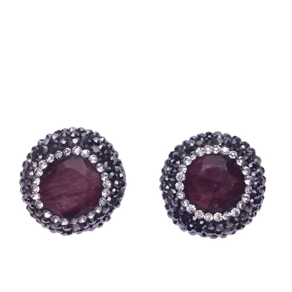 Ruby Artisan Stud Design Bijoux Earrings