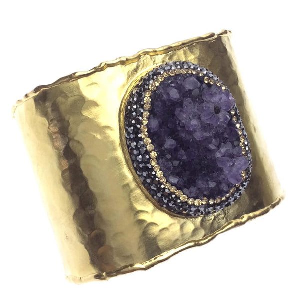 Handcrafted Gold and Amethyst Cuff