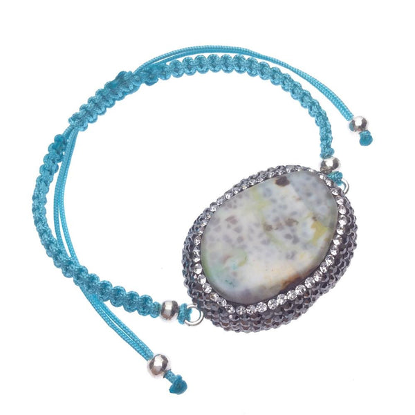 Gem and Crystal Turquoise Macrame Bracelet