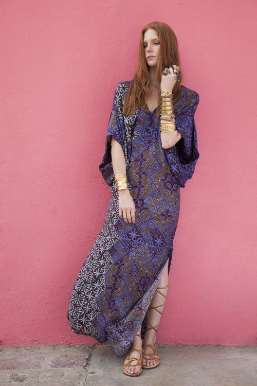 Printed Silk Kimono Sleeve Caftan