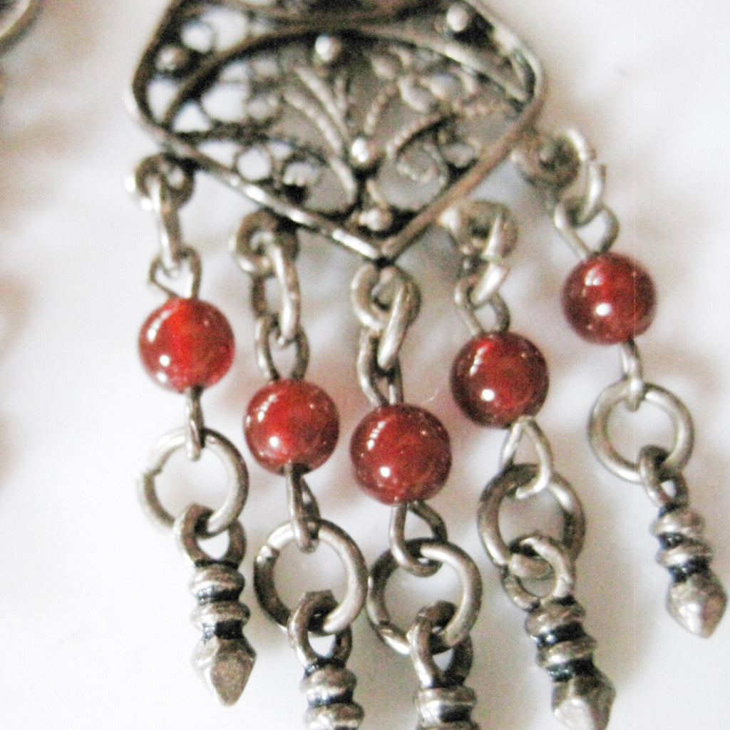 Middle East Sterling and Carnelian Boho Earrings