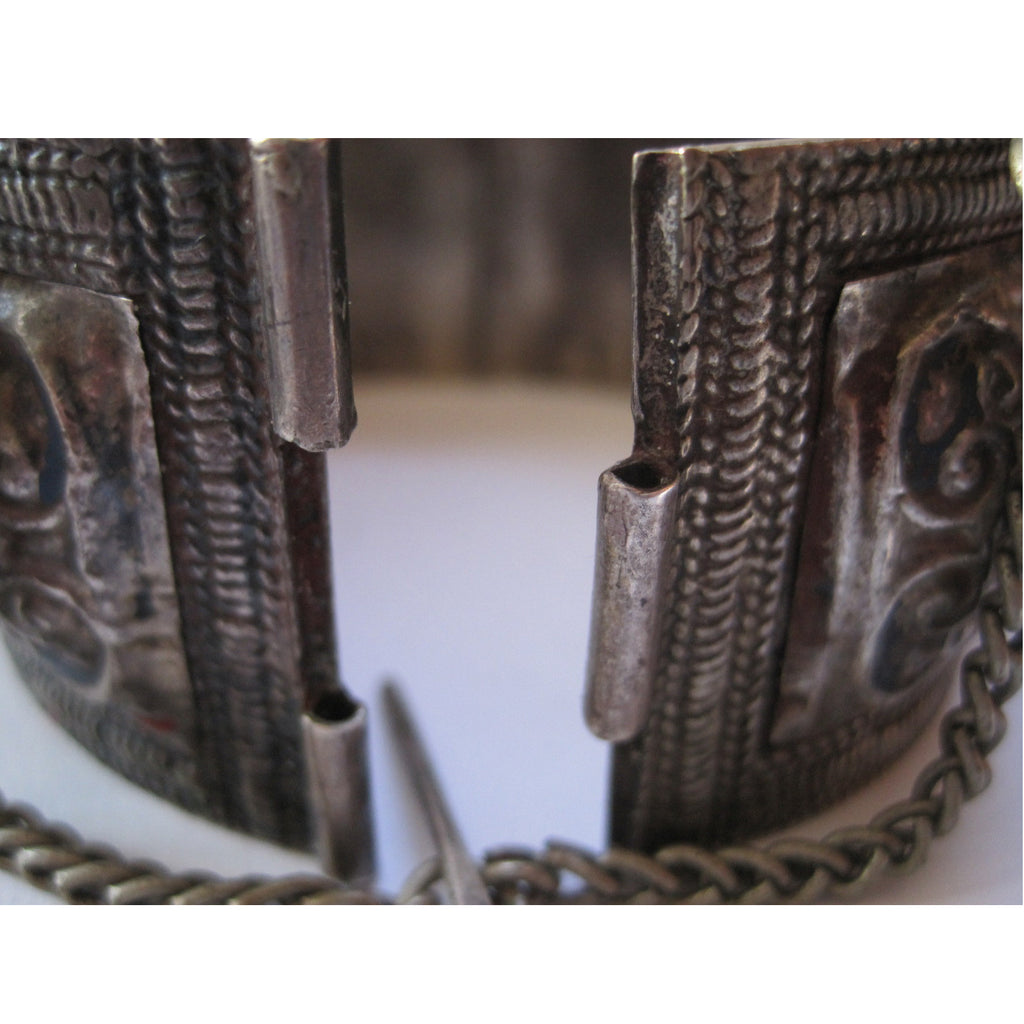 Moroccan Berber Silver and Enamel Bracelet