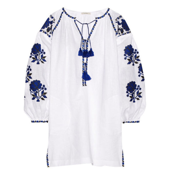 White Vyshyvanka Embroidered Dress