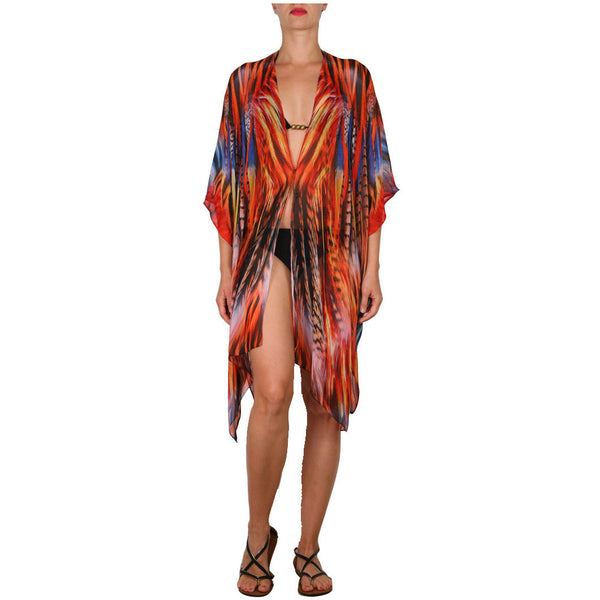 Feather Burst Short Maxi Caftan