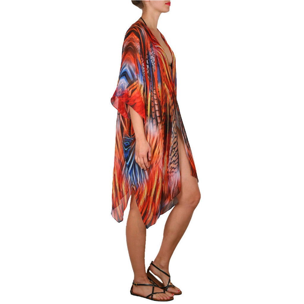 Feather Burst Short Maxi Caftan